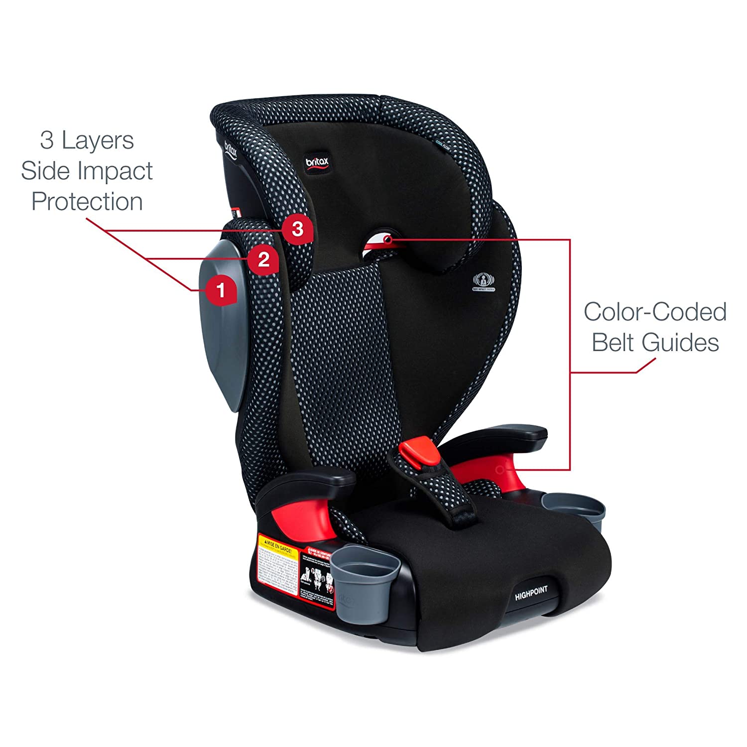 Britax Highpoint 2-Stage Belt-Positioning Booster Car Seat Features - Cool Flow Grey