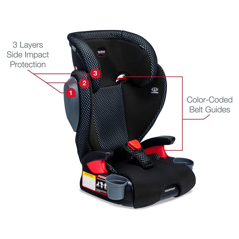 Britax Highpoint 2-Stage Belt-Positioning Booster Car Seat Features - Cool Flow Grey