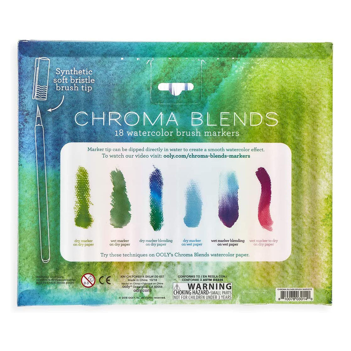 OOLY Chroma Blends Watercolor Brush Markers - Set of 18