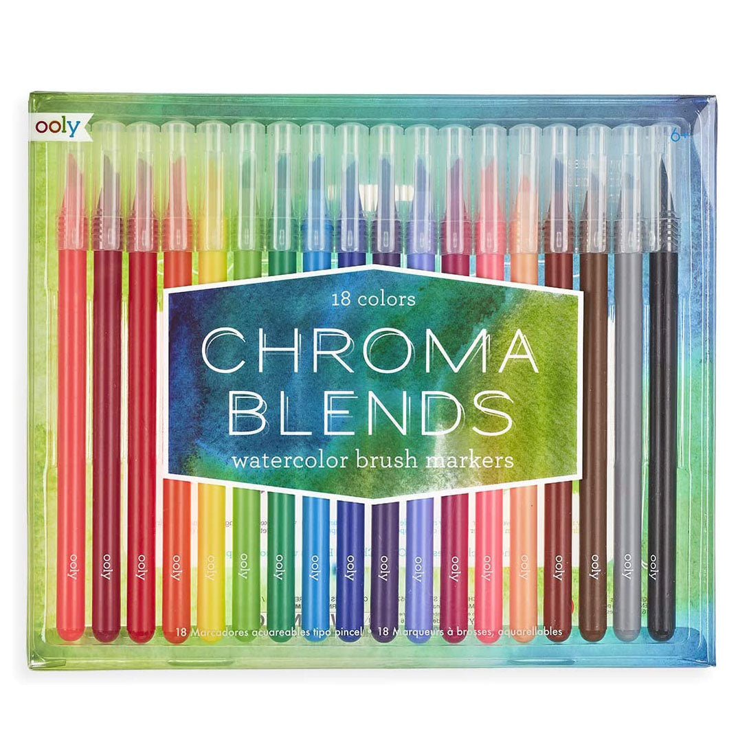 OOLY Chroma Blends Watercolor Brush Markers - Set of 18