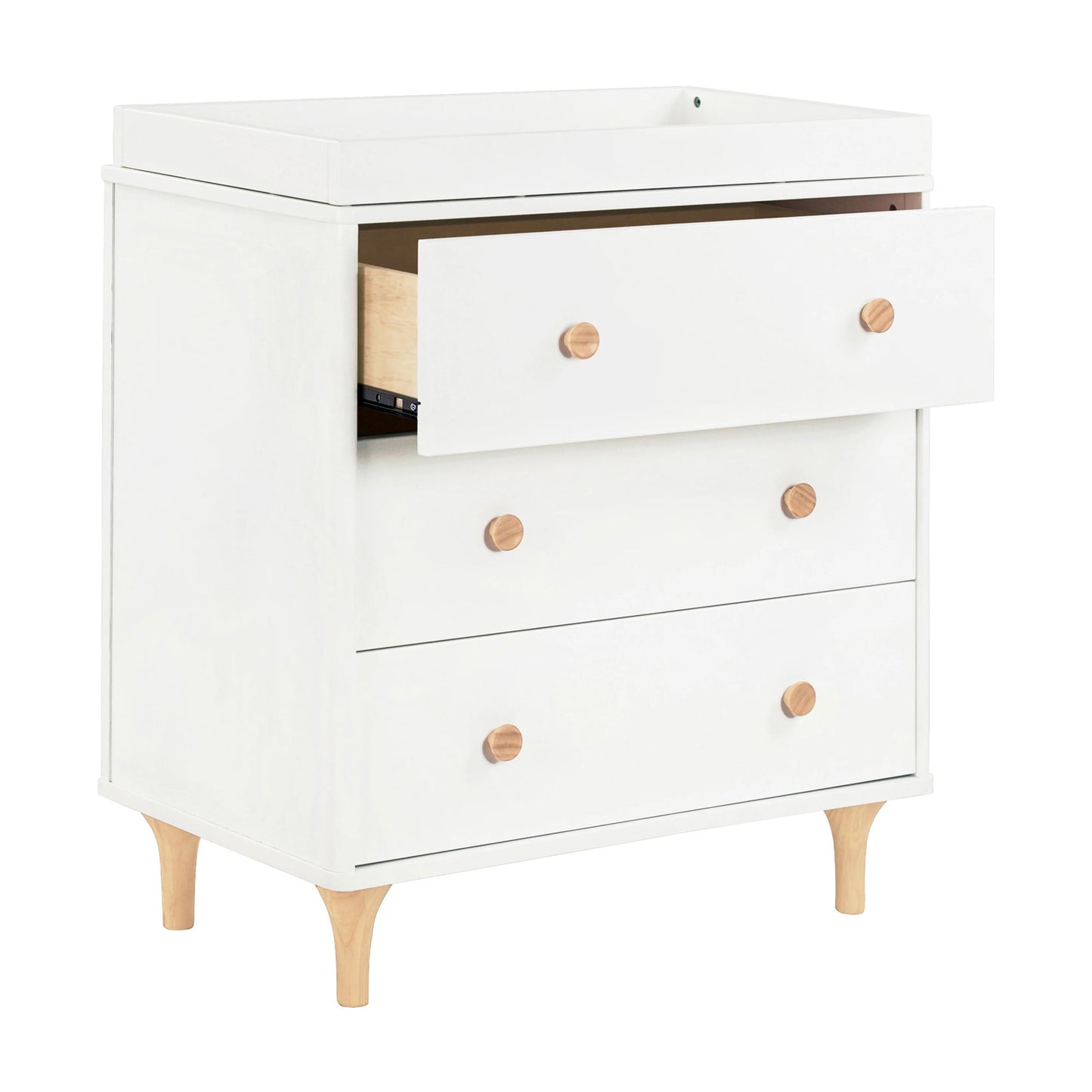 Babyletto Lolly 3-Drawer Changer Dresser with Removable Changing Tray - White/Natural