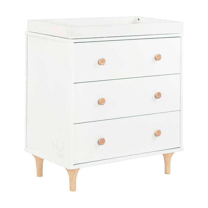 Babyletto Lolly 3-Drawer Changer Dresser with Removable Changing Tray - White/Natural