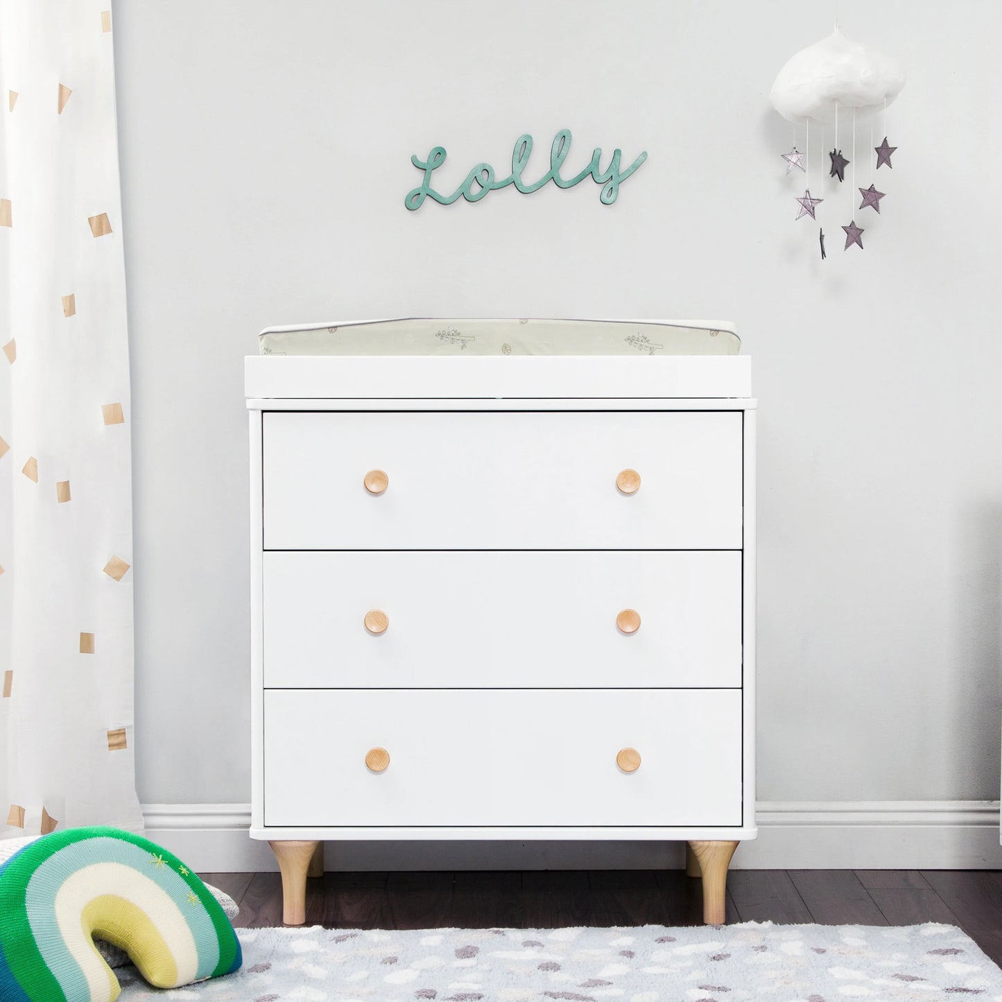 Babyletto Lolly 3-Drawer Changer Dresser with Removable Changing Tray - White/Natural in home