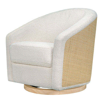 Babyletto Madison Swivel Glider - Ivory Boucle / Cane with Light Wood Base