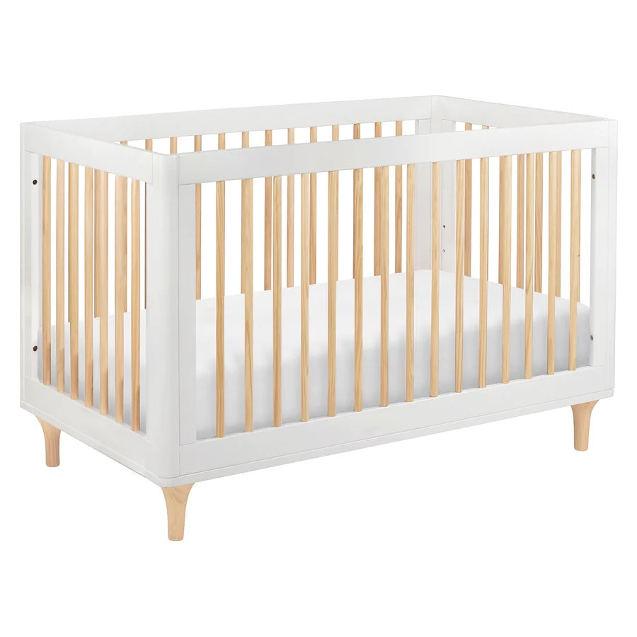 Babyletto Lolly 3-in-1 Convertible Crib with Toddler Bed Conversion Kit - White/Washed Natural