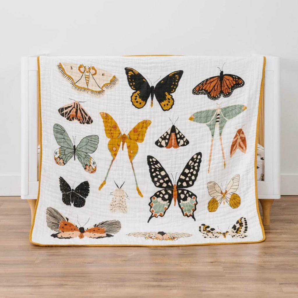 Clementine Kids Cotton Muslin Reversible Quilt - Butterfly Collector