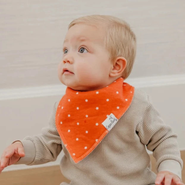 Baby Wearing Copper Pearl Single Holiday Bandana Bib - Griswold Stars