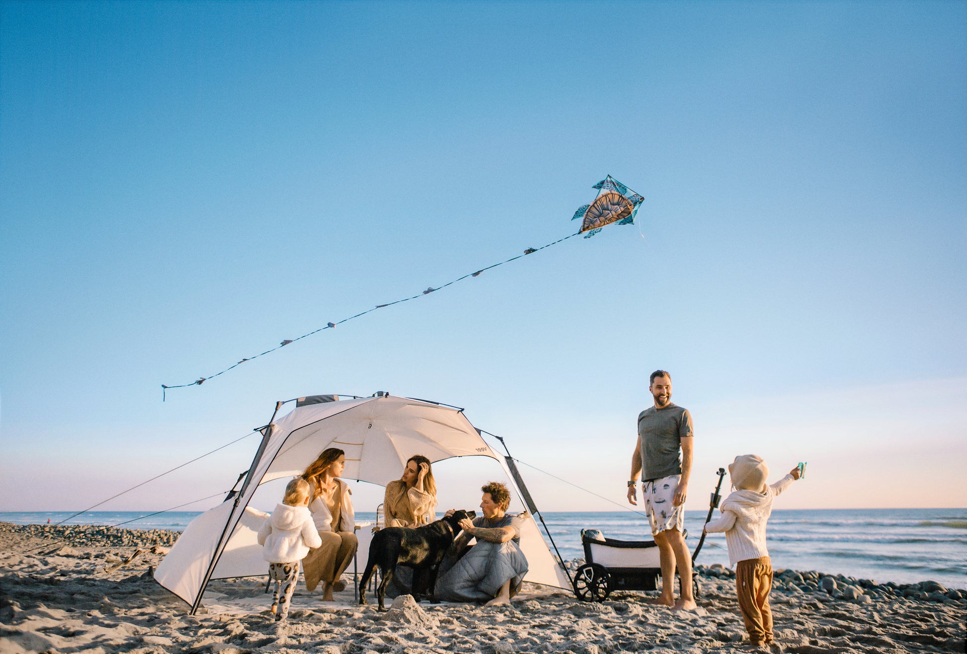 Family using Veer Family Basecamp Tent - White