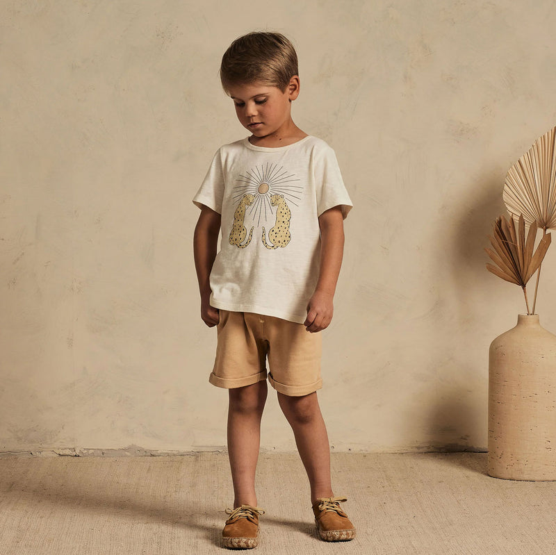 Little boy wears Rylee and Cru Basic Tee - Shine - Ivory