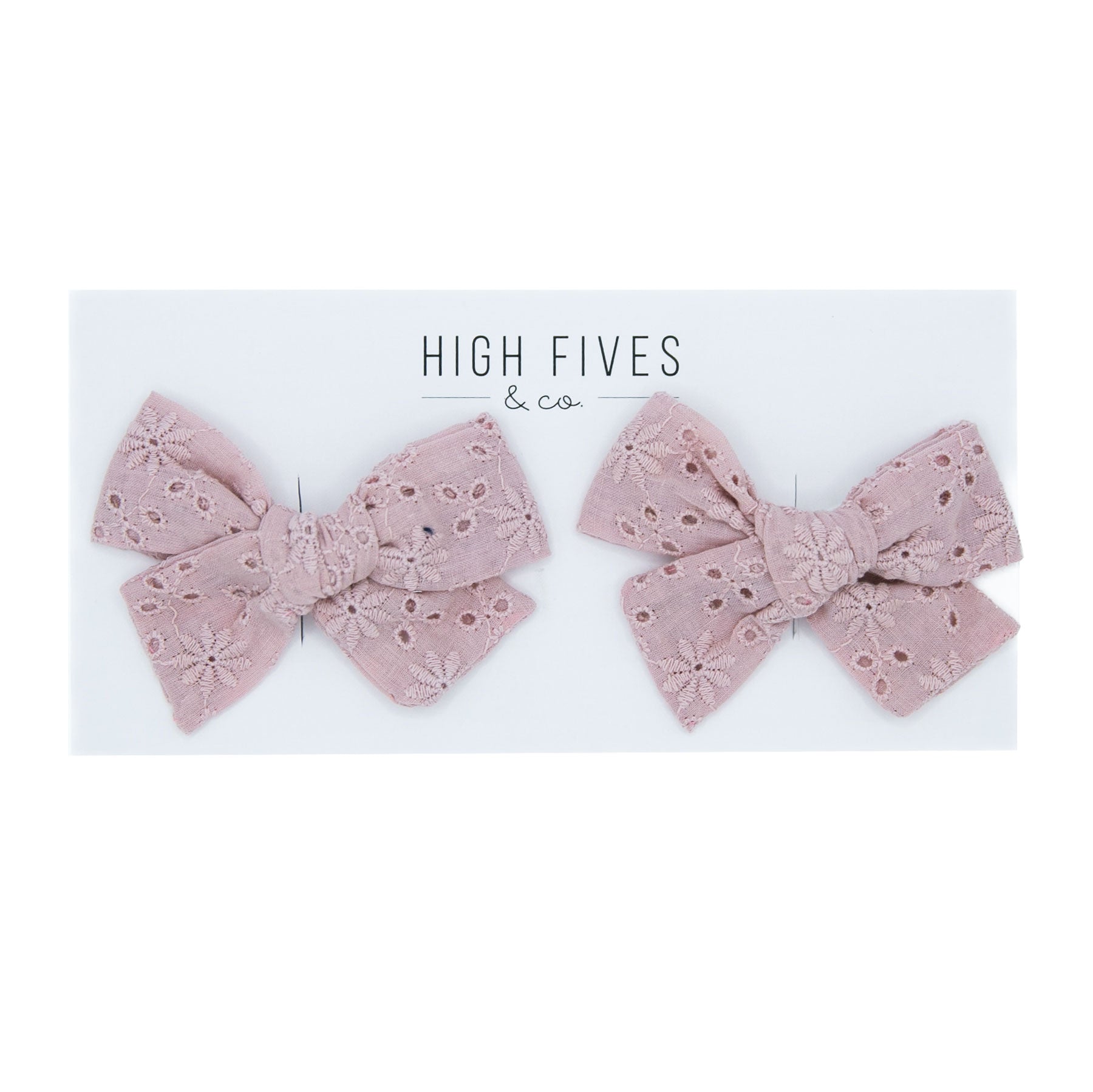 High Fives Eyelet Bow Clips - Piggy Set - Light Mauve