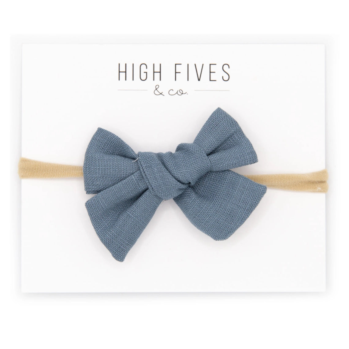 High Fives Linen Bow Nylon Headband - Blue