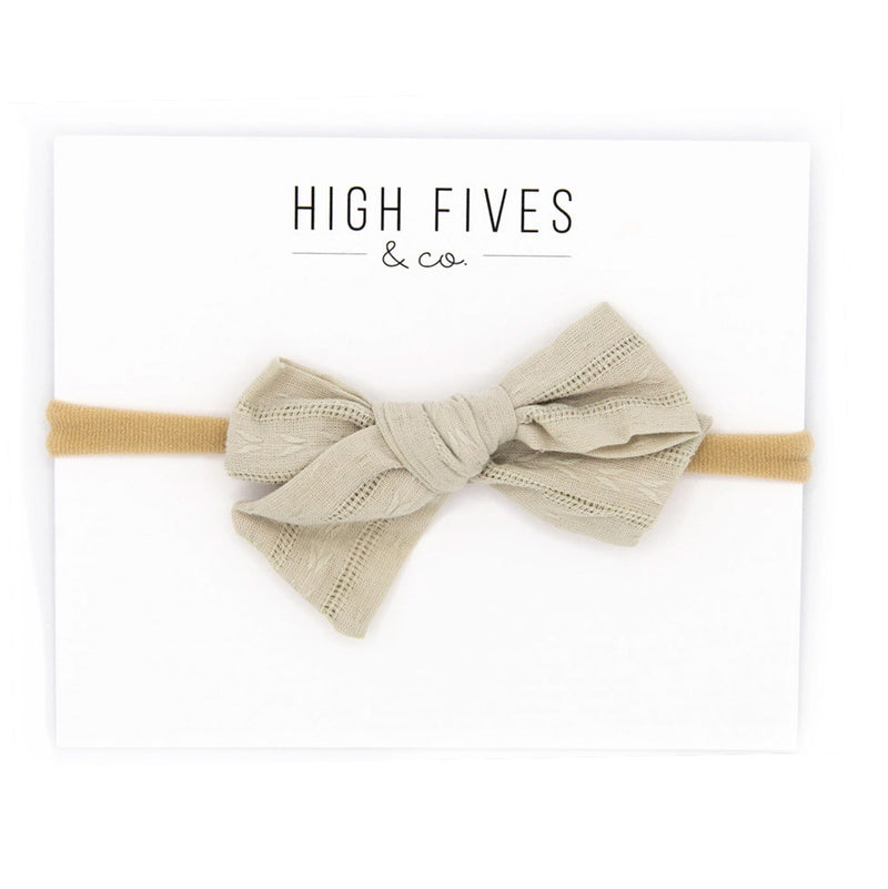 High Fives Textured Bow Nylon Headband - Light Sage Leaf