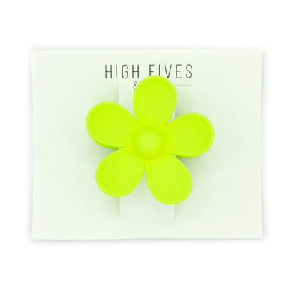 High Fives Flower Hair Claw Clips 2.95" - Electric Green