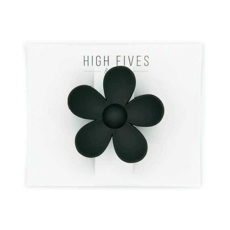 High Fives Flower Hair Claw Clips 2.95" - Black