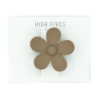 High Fives Flower Hair Claw Clips 2.95" - Mocha