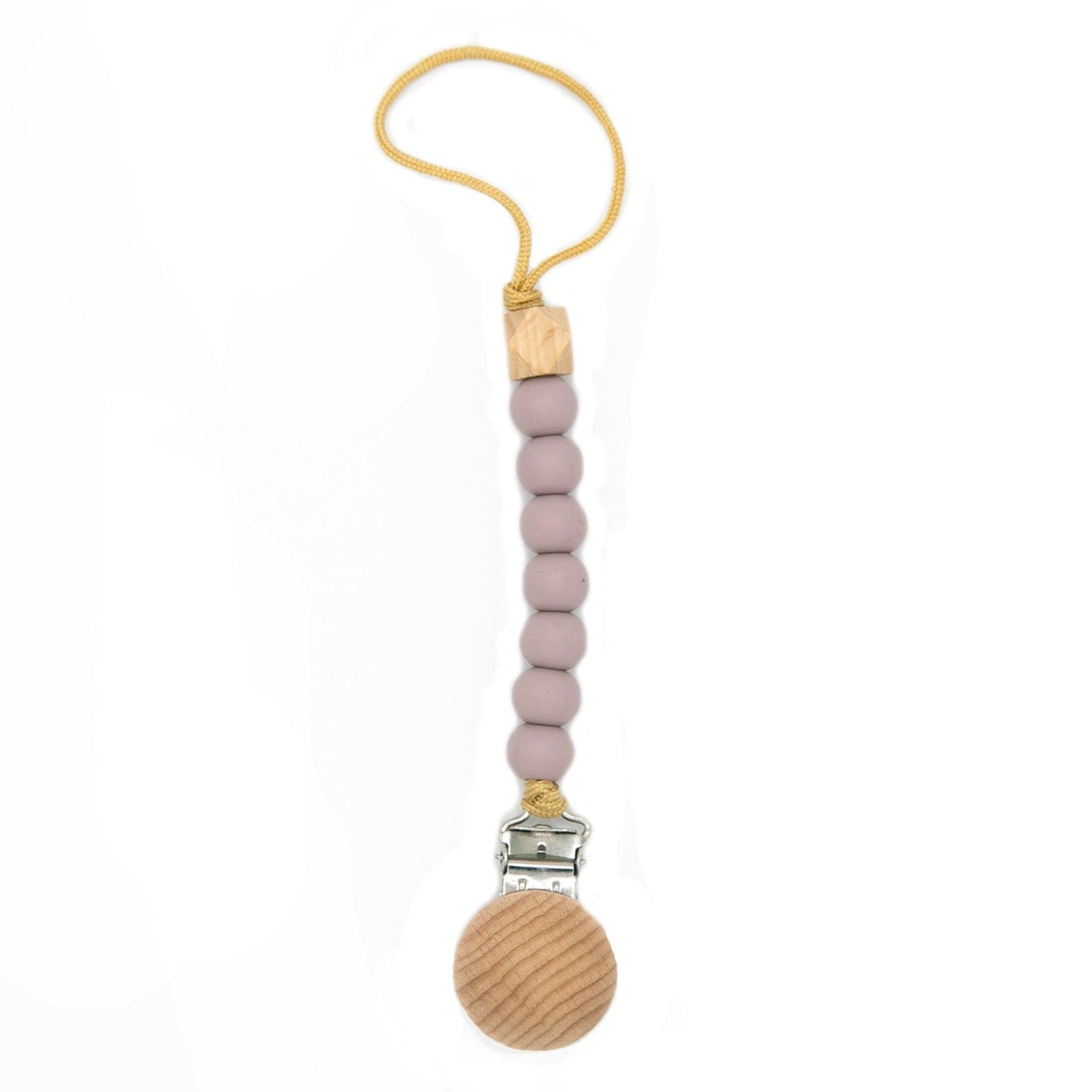 The Baby Cubby Wood Top Silicone Beaded Pacifier Clip - Lilac