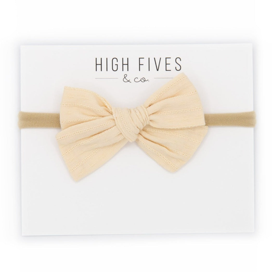 High Fives Textured Bow Nylon Headband - Manila