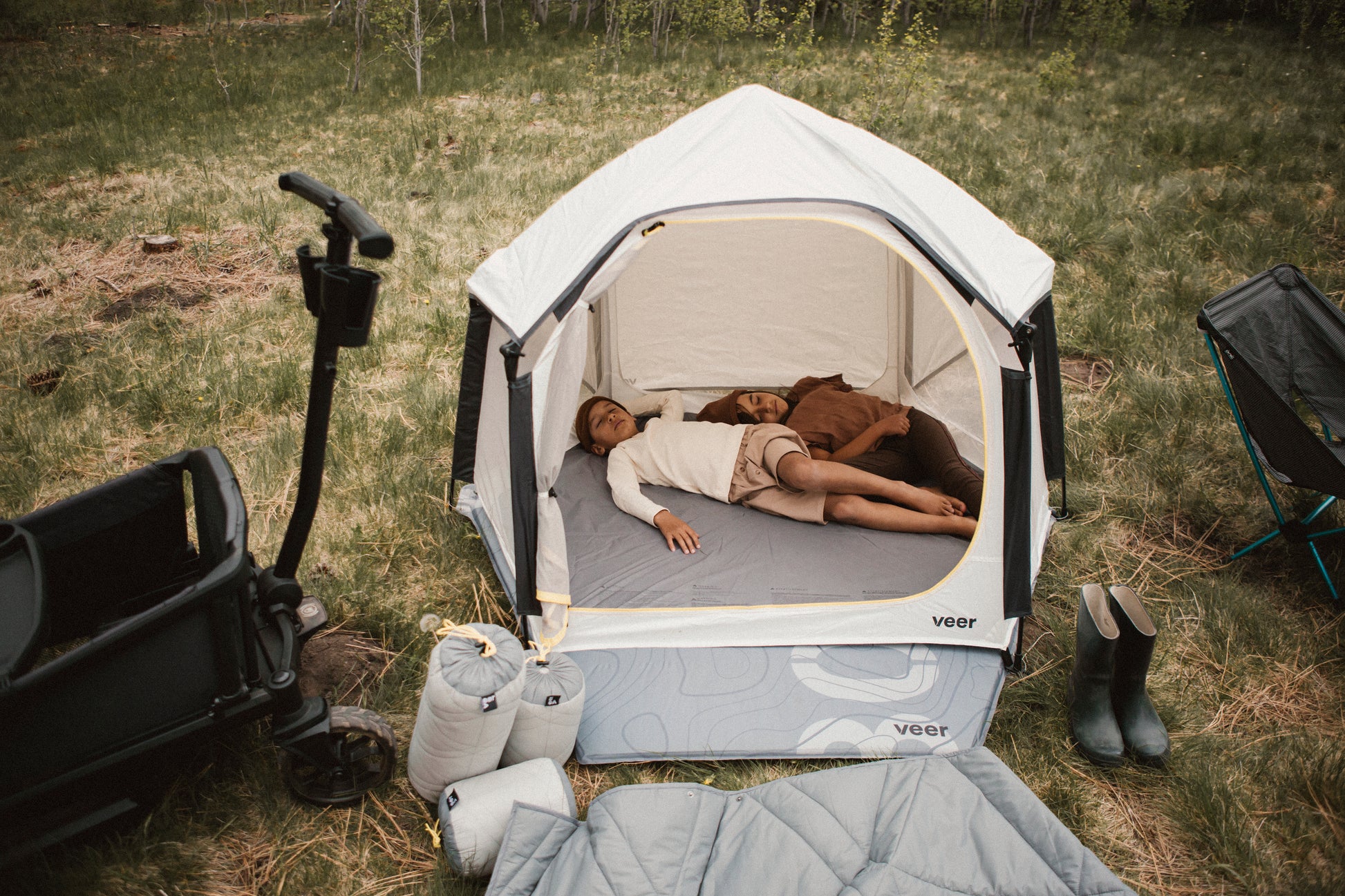 Veer Basecamp Tent with People inside - White