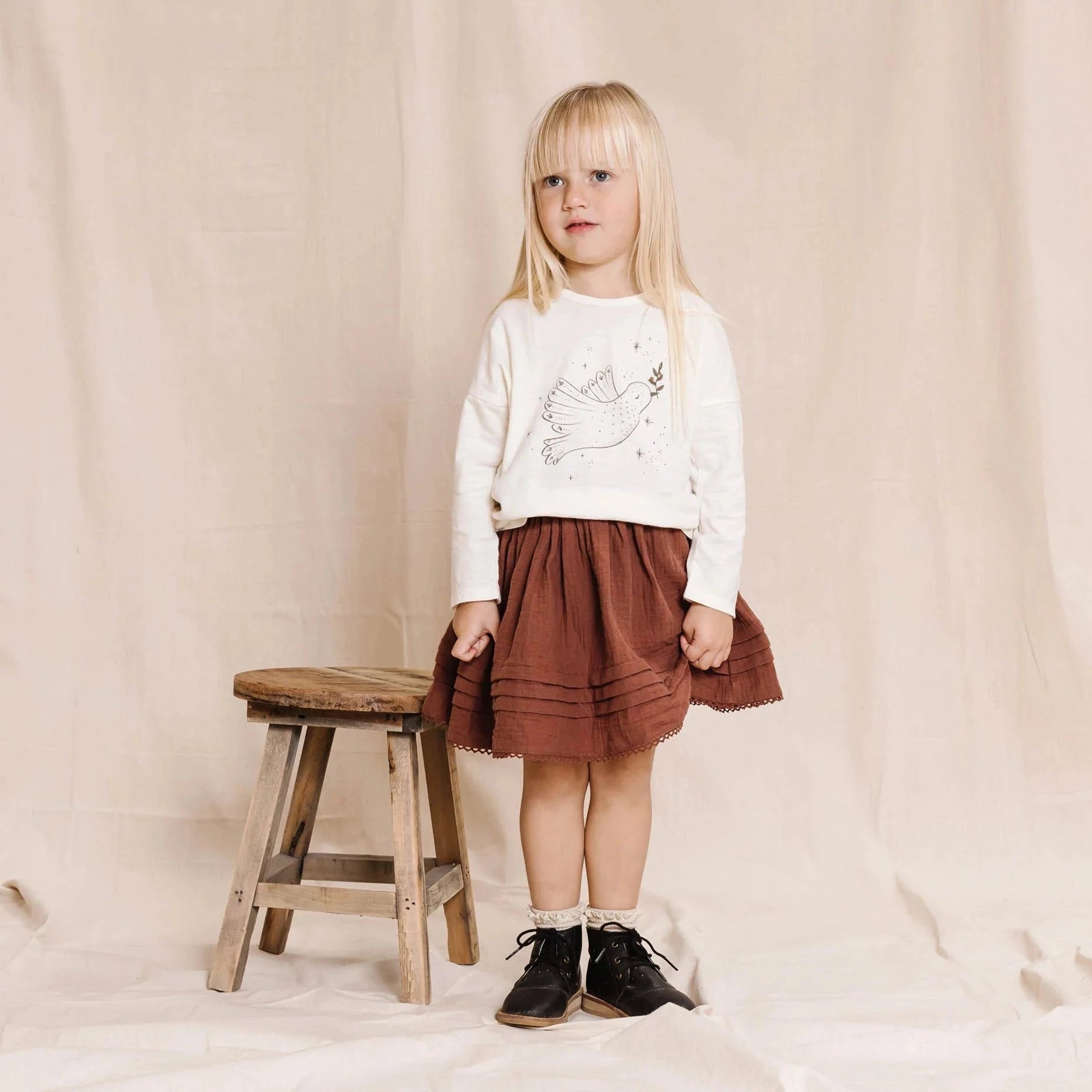 Rylee and Cru Longsleeve Tee - Dove - Ivory 