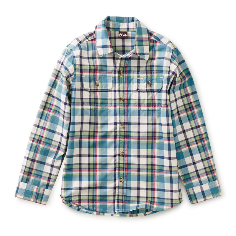 Tea Collection Plaid Button Up Shirt - Tsukiji Plaid 