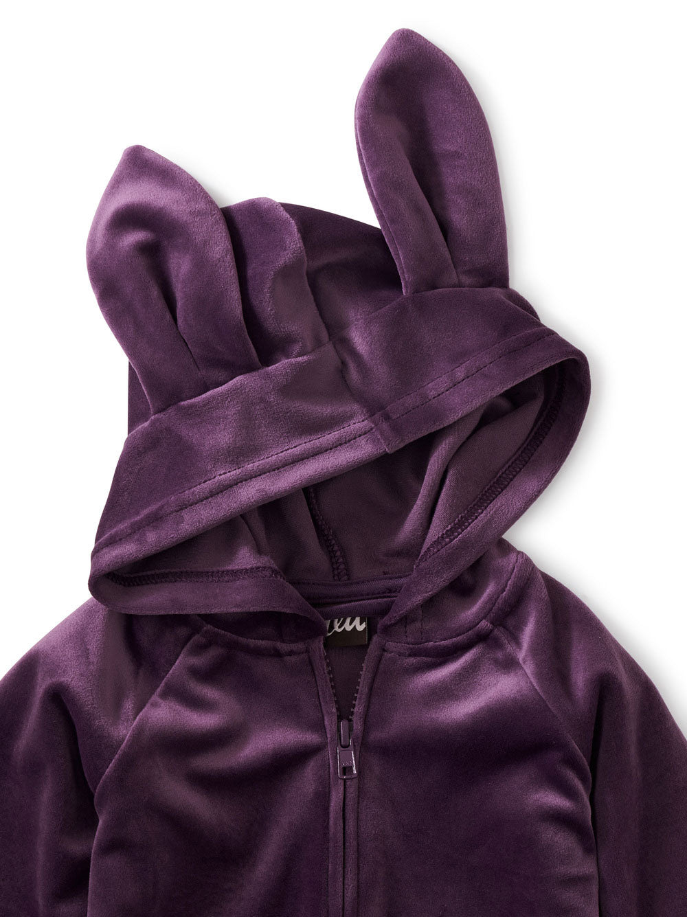 Tea Collection Bunny Ears Velour Baby Hoodie - Purple Punch