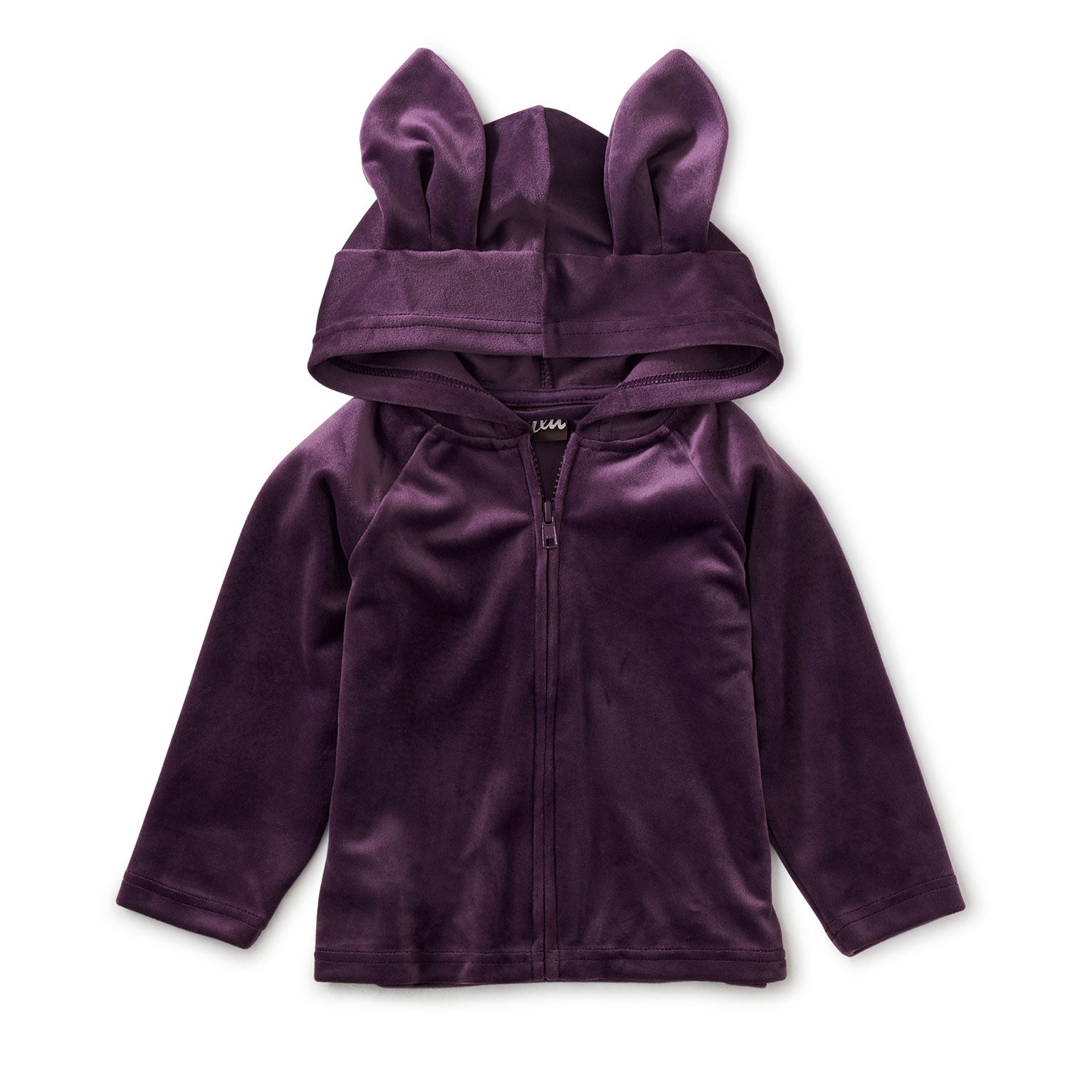 Tea Collection Bunny Ears Velour Baby Hoodie - Purple Punch