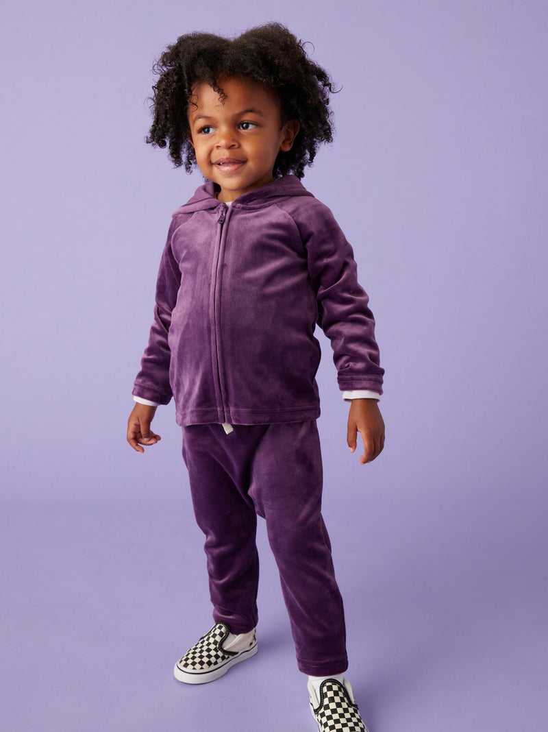 Tea Collection Bunny Ears Velour Baby Hoodie - Purple Punch