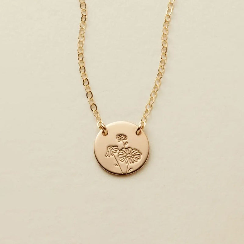 Made by Mary Gold Filled Mini Zola Disc Necklace - April / Daisy