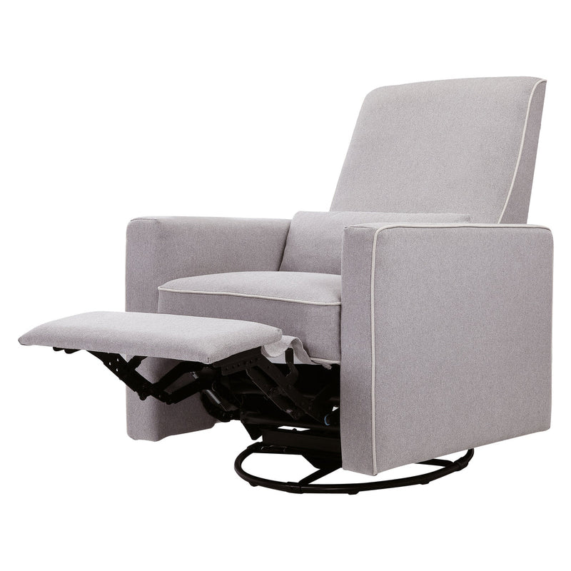 DaVinci Piper Recliner and Swivel Glider - Grey with Cream Piping