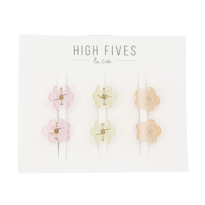 High Fives Mini Daisy Hair Claw Clips - Set of 6 - Pastel Warm Tones