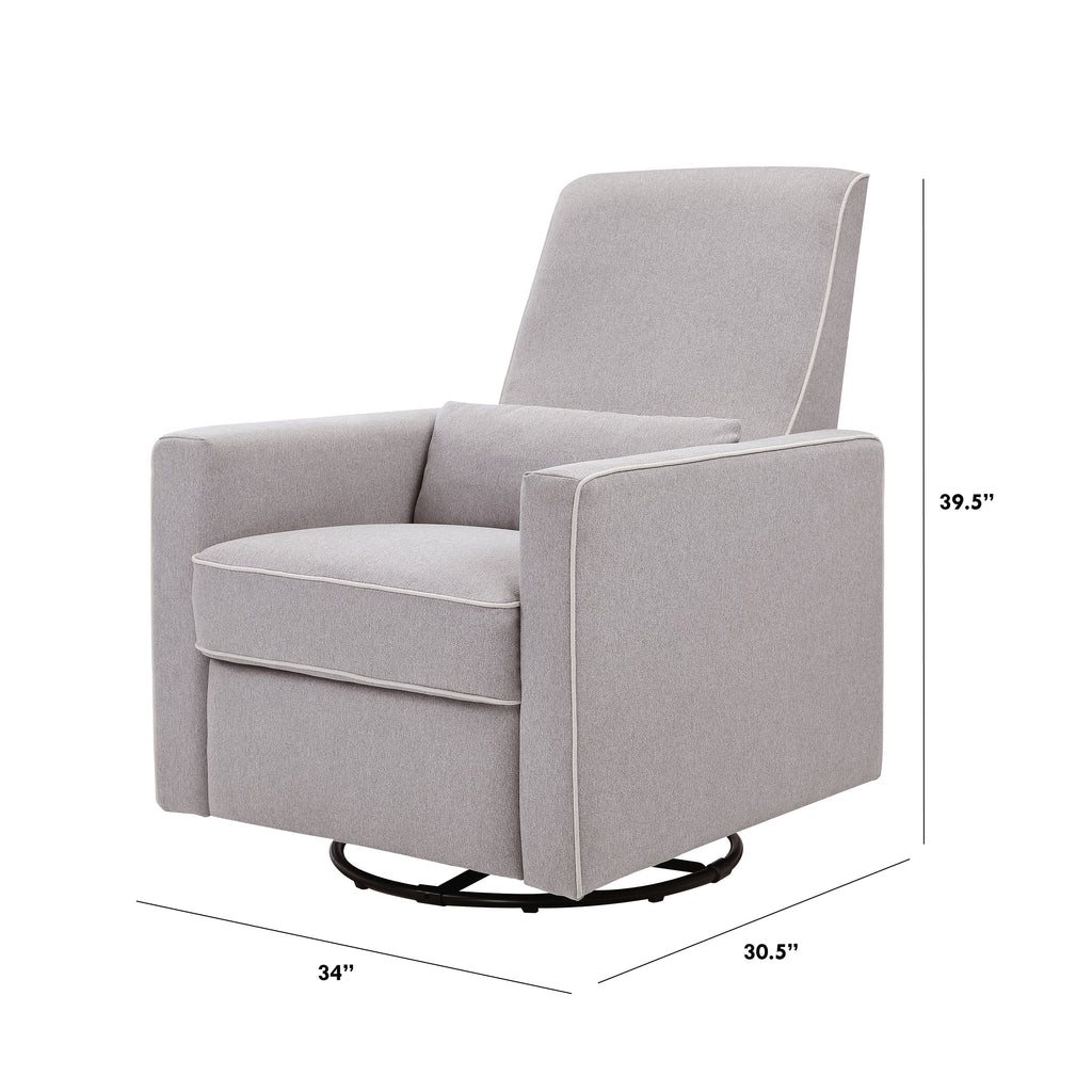 DaVinci Piper Recliner and Swivel Glider - Grey with Cream Piping