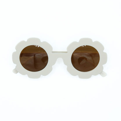 The Baby Cubby Kids' Flower Sunglasses - Ivory with Brown Lenses