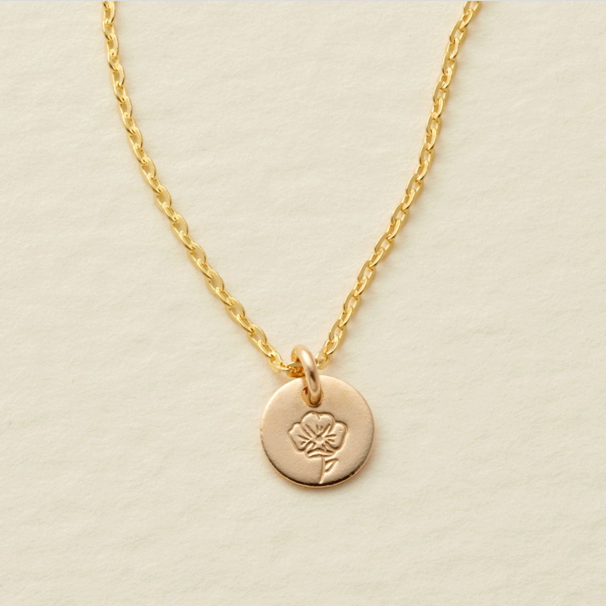 Made by Mary The Little's Collection | Gold Filled Mini Birth Flower Necklace - August / Poppy 