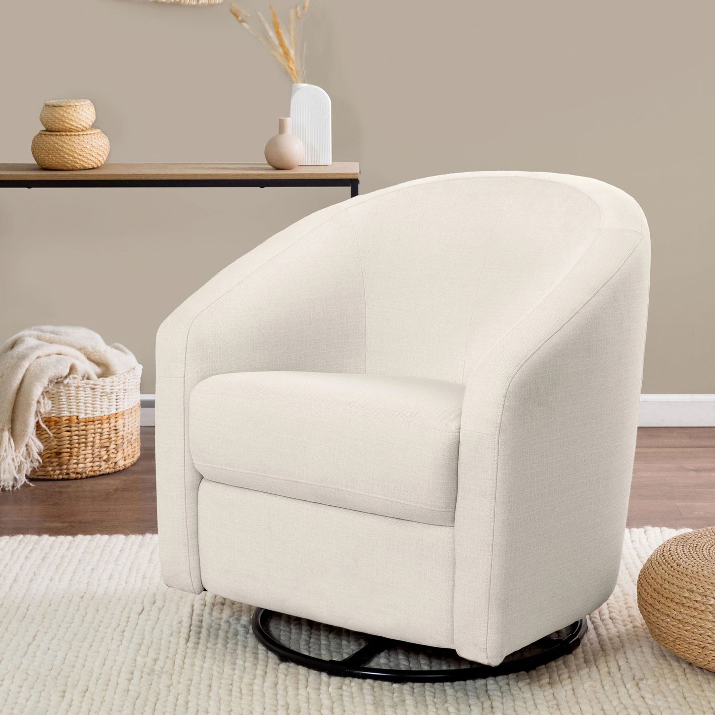 Babyletto Madison Swivel Glider - Performance Natural Eco Twill in home