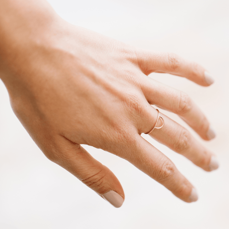 Woman Wearing Made by Mary Gold Filled Esta Ring