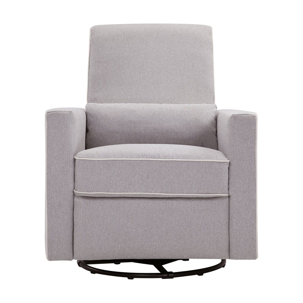 DaVinci Piper Recliner and Swivel Glider - Grey with Cream Piping