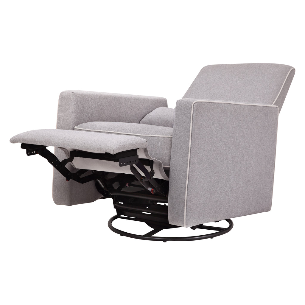 DaVinci Piper Recliner and Swivel Glider - Grey with Cream Piping